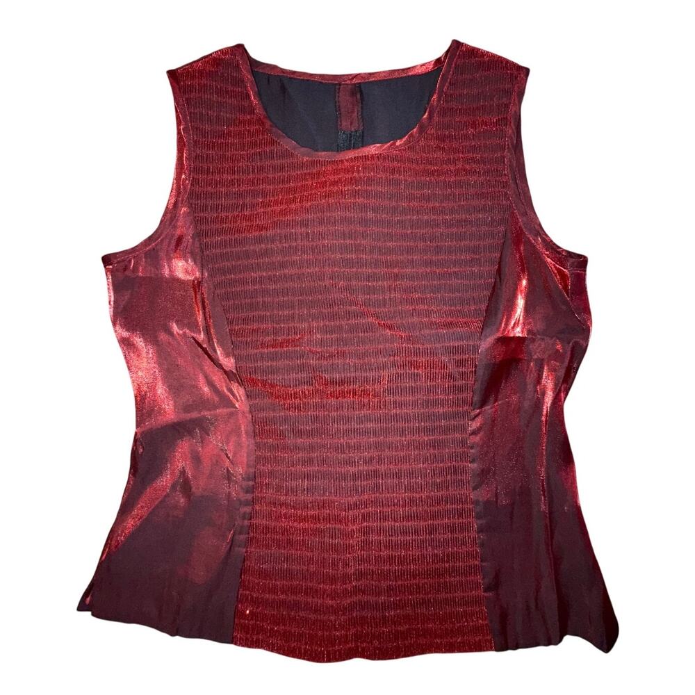 Vintage John Roberts Red Iridescent Tank Top Y2K 90's Shimmery Luster Shirt